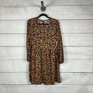 Old Navy Women's Floral Fall Long Sleeve Autumn Colored Swing Dress Size Small
